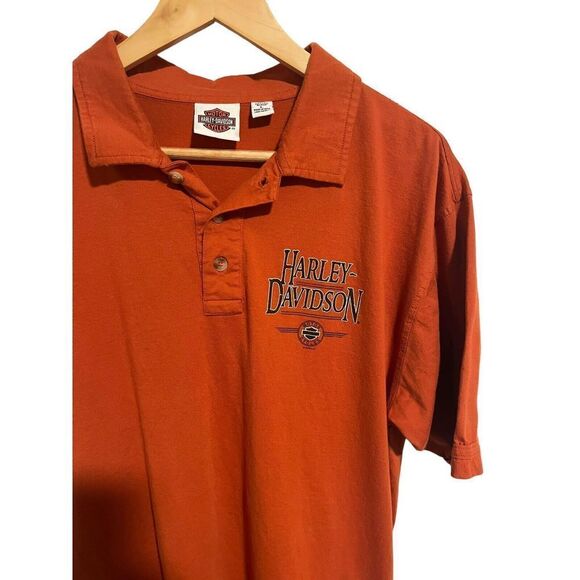 Harley Davidson Sturgis Collard Polo T-Shirt Orange Made In USA Mens Size Large - Picture 4 of 9